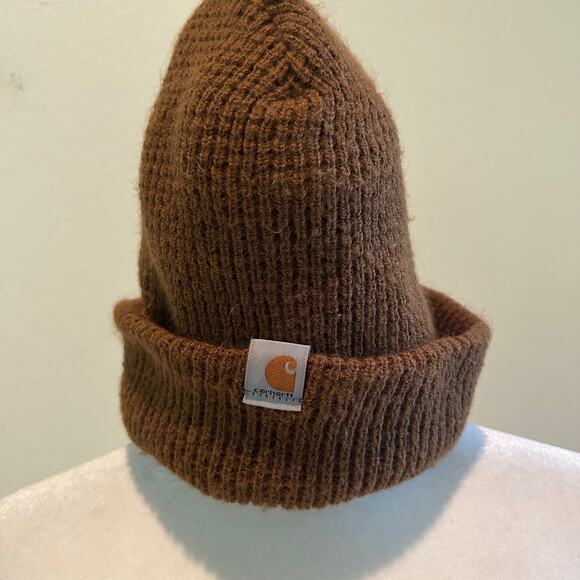 Carhartt Beanie Brown Hat Knit Cuffed Thermal OS - Picture 1 of 5